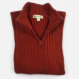 Wille-Rodriguez Half Zip Sweater Men’s XL Rust Orange Ribbed Cotton
